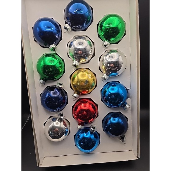 Other - Vintage HD‎ Holly Set Of 13 Multicolor Mercury Glass Christmas Ornaments 25k